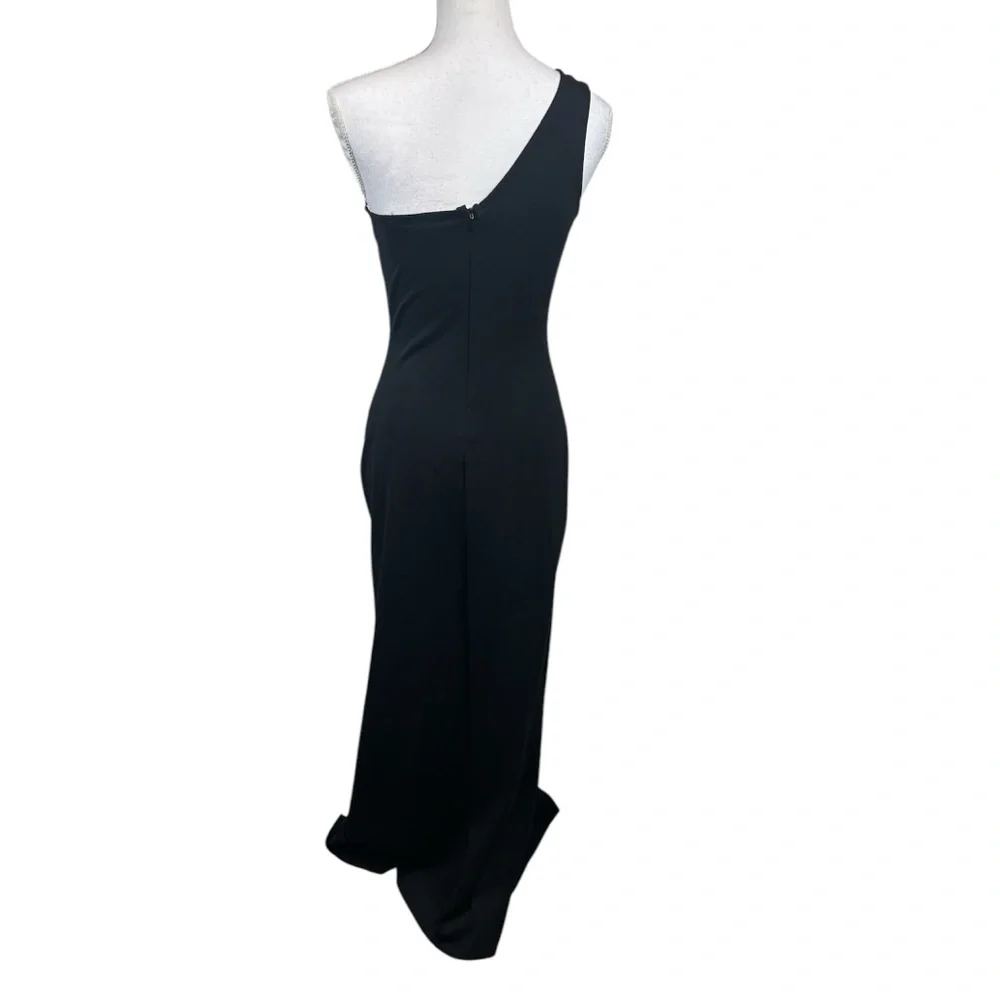 Lulus Good Times Only Classic Black One-Shoulder Maxi Dress Size Medium NWOT - Picture 10 of 11